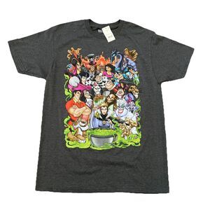 Disney Halloween Villains Men's T-Shirt Gray Graphic Print Size Large NWT
